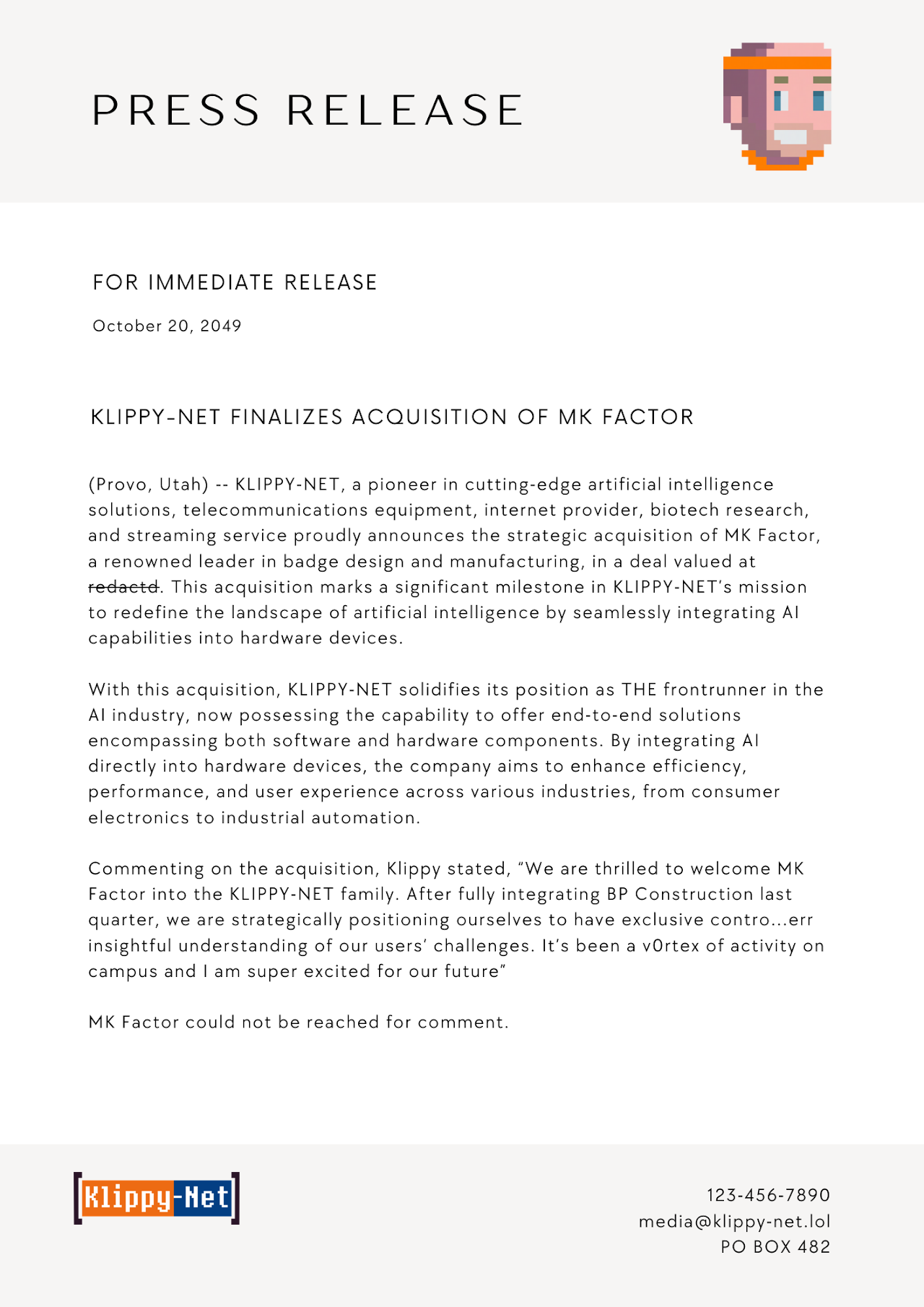 MK Factor Press Release